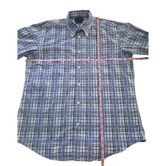 Façonnable Trend Plaid Shirt Men's L 100% Cotton Blue Check Button Down Casual - Picture 7 of 7